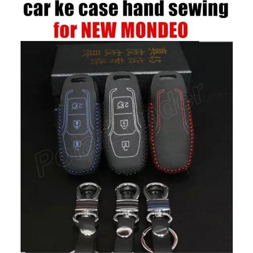 Only Red case fit for FORD NEW MONDEO car key case car styling genuine quality leather car key cloth Hand sewing car key cover