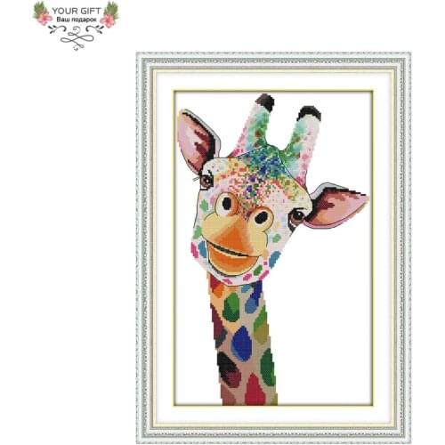 Your Gift DA082 14CT 11CT Counted and Stamped Home Decor Giraffe Needlework Needlepoint Embroidery DIY Cross Stitch kits
