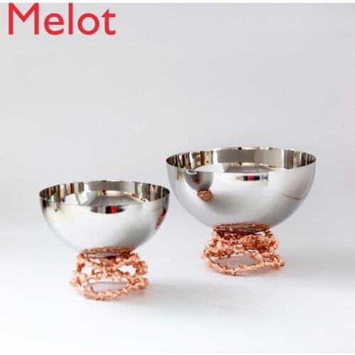 Hand-Painted Stainless Steel Tall Fruit Bowl Soft Sample Room Decoration Fruit Bowl Personalized Creative Design