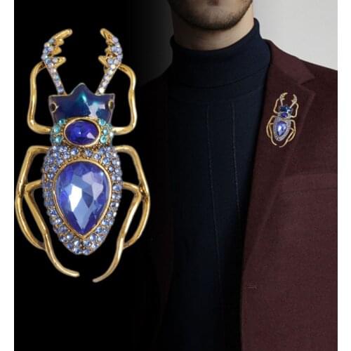 Crystal Large Beetle Brooches For Women Fashion Vintage Bug Brooch Insect Rhinestone Pin 4 Colors Available