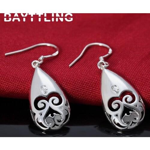 BAYTTLING 38MM 925 Sterling Silver Strange Hollow Face Drop Earrings For Women Fashion Wedding Jewelry Gifts