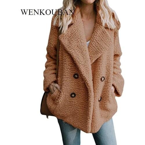 2021 Winter Coat Women Fluffy Teddy Jacket Woman Lapel Faux Fur Coats Warm Female Winet clothes Long Sleeve Chaqueta Mujer