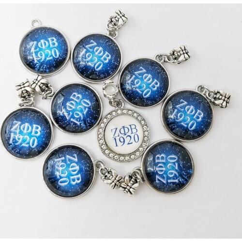 10pcs 1920 Zeta Phi Beta Starry Sky&Rhinestone Charms Women DIY Jewelry Pendant Accessories