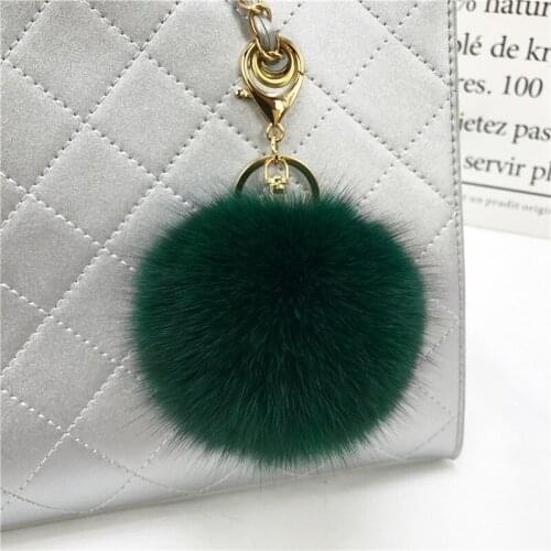 11cm Genuine Furry Fur Ball Fox Fur Pom Poms Women Bag Bug Monster Bag Charm Bugs Pompom Keychain Luxury Pendant f339
