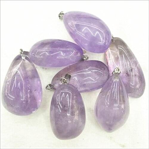 Natural semi precious stone nice amethystt stone pendants purple color size 25-35mm charms women pendants wholesale price