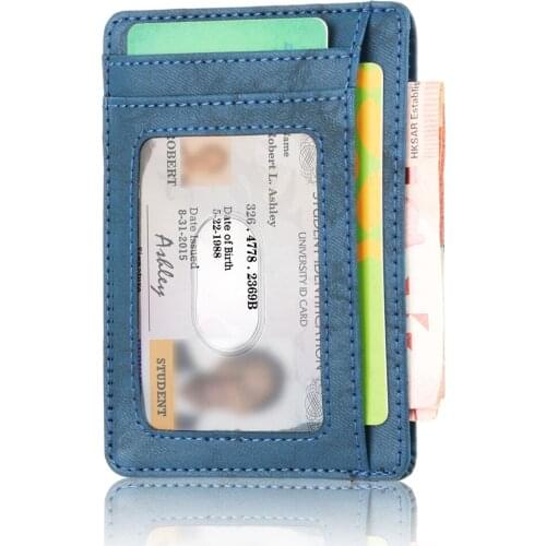 2019 Travel Card Holder for Men Women Business Bank Card Case Slim Rfid Lightweight Front Packet Wallet Small Leather Purse