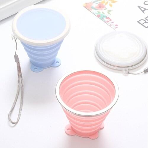 250ml Silicone Water Cup Folding Cups Food Grade Travel Retractable Colourful Portable Outdoor Coffee Handcup