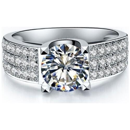 2CT A-OK Diamond Female Engagement Ring Solid 18K White Gold Wedding Ring Best Jewelry Gift for Girl