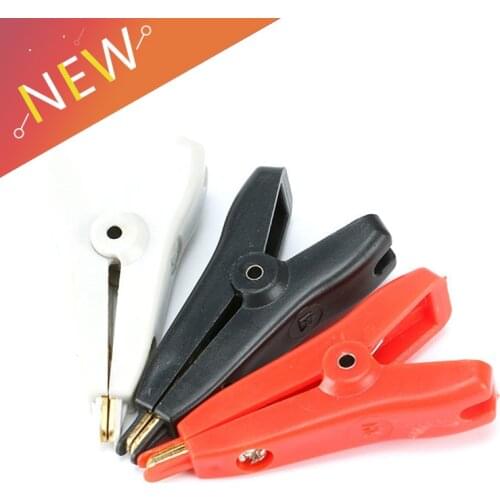 3pcs 52mm 10A Alligator Kelvin Clamps Copper Gold Plated Crocodile Clips Grey+Black+Red
