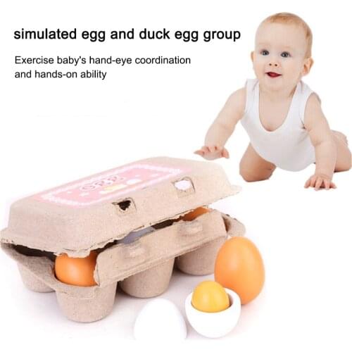 1Set Wooden Eggs Toy Pretend Play Food Toy Kid Educational Toy Xmas Gifts