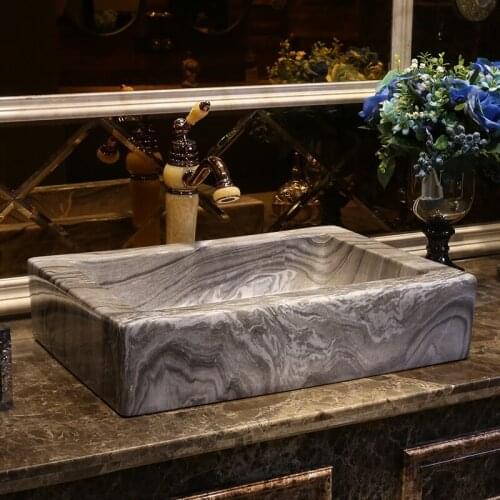 Imitation marble Europe Vintage Style Ceramic wash basin Countertop Bathroom Sink bowl rectangular