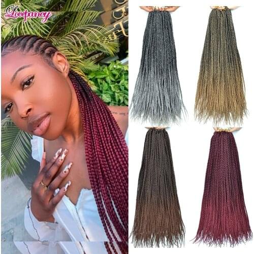 Colored Box Braid Crotchet Braid 14 18 24Inch Ombre Bug Synthetic Braiding Hair Extension 22Roots Crochet Hair African Braids