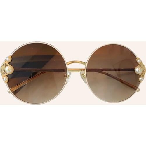 Round Sunglasses With Pearls Women Metal Frame Fashion Sun Glasses For Ladies UV400
