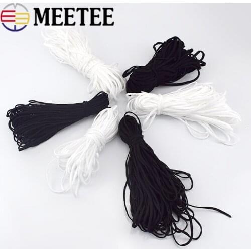 Meetee 23/50M 2-5mm Soft Cord Elastic Band Round Flat Elastic Rope Rubber Band Elastic Line DIY Sewing Accessory EB039