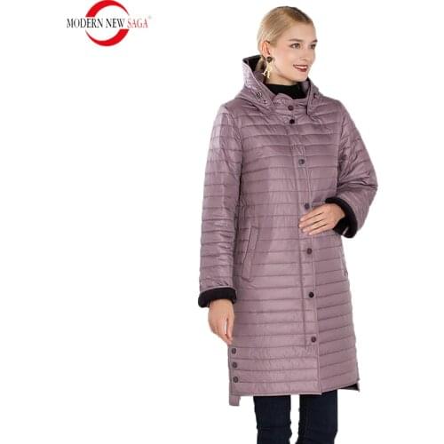 MODERN NEW SAGA 2020 Autumn Women Coat Quilted Coat Spring Warm Parka Long Jacket Cotton Padded Long Coat Overcoat Fleece Liner