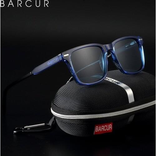 BARCUR New Square Style TR90 Men Sunglasses Polarized Comfortable Fashion Women Sun Glasses Ladies UV400 Protection