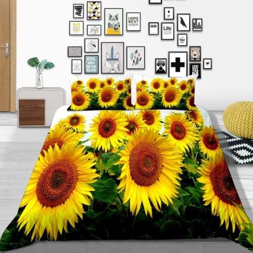 Thumbedding Sunflower Bedding Set 3D Printed Fresh Duvet Cover King Size Queen Twin Full Single Double Comfortable Bed Set