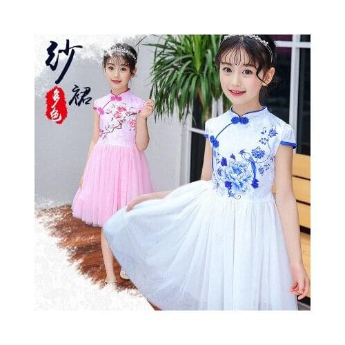 Girl Dresses Chinese Style Baby Girl Cute Ball Gown Kids Dresses for Girls Flowers Childrens Girl Cheongsam Dress Dance Clothes