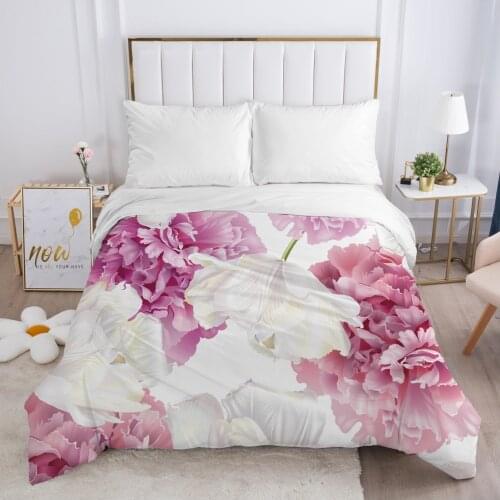 Duvet cover Quilt/Blanket/Comfortable Case Luxury Bedding 140x200 150x200 240x220 240x260 for Home 3D Print Flowers light pink