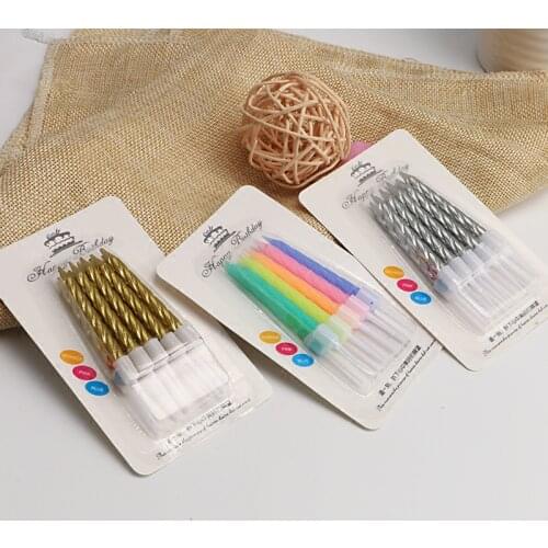 1set= 10pcs Colorful Candles Cake Candles For Birthday Party Supplies Safe Flames Decoration Wedding Party Decoration