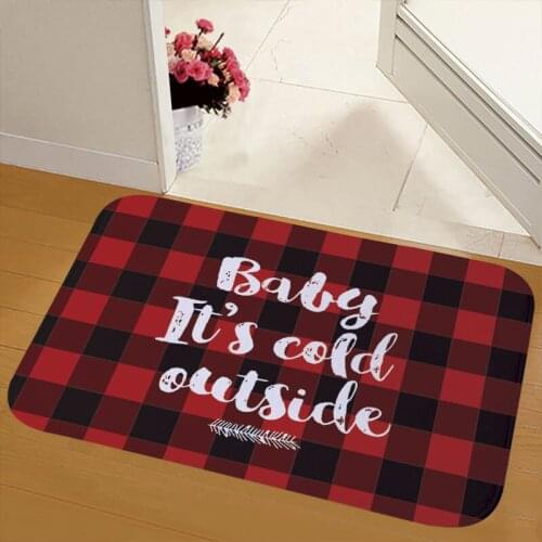 Christmas Series Mat Christmas Tree Red Plaid Outdoor Carpet With Grippers New Year Xmas Home Decor Bathroom Non-slip Floor Mat