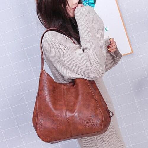 High Capcaity Soft PU Leather Vintage Women Hand Bag Totes Designers Luxury Women Shoulder Bags Female Top-handle Bags