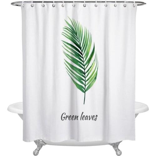 Tropical Green Leaves Shower Curtain Waterproof Polyester Fabric Shower Curtains Home Decoration Curtain with Hook
