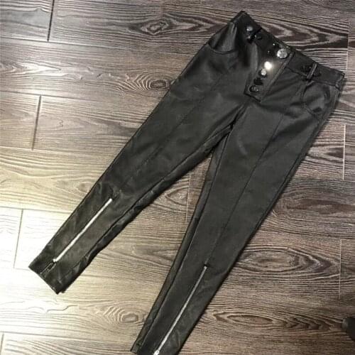Lady genuine fashion legging women real leather pants