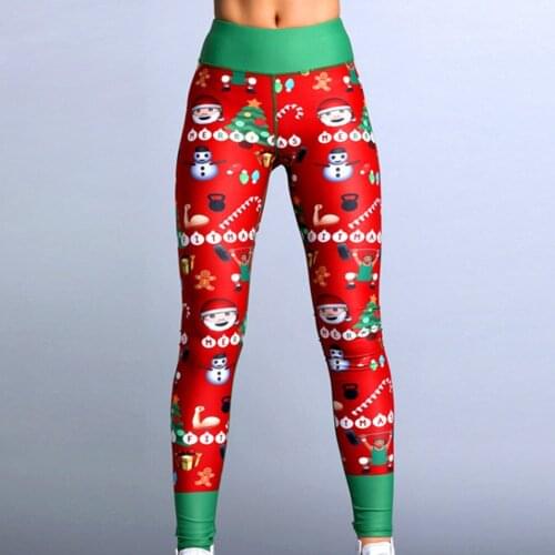 Women Fashion Colorful Printing Christmas leggins Push Up Gym High Waist Leggings Female Pants Workout Trouser Festival costume