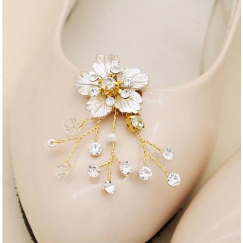 Shoe Clip Flower Gold Luxury Elegant DIY Women Lady Shoes Handmade Crystal Decoration High Heel Sandals Charms Shoe Accessories