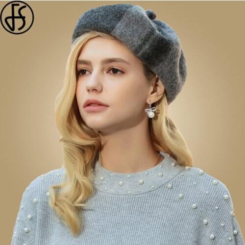 FS Vintage Wool French Beret Hats Ski Caps Womens Girls Winter Warm Cap Painter Hat Beanie Boinas Para Mujer