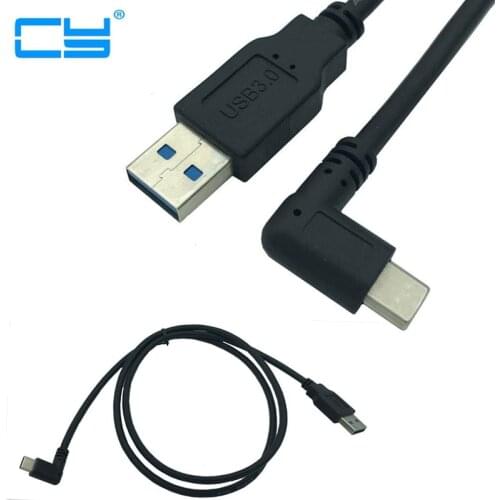 1M 100cm USB 3.0 Type-A Male to USB3.1 Type-C Male Left Right Angle USB Data Sync Charge Cable Connector