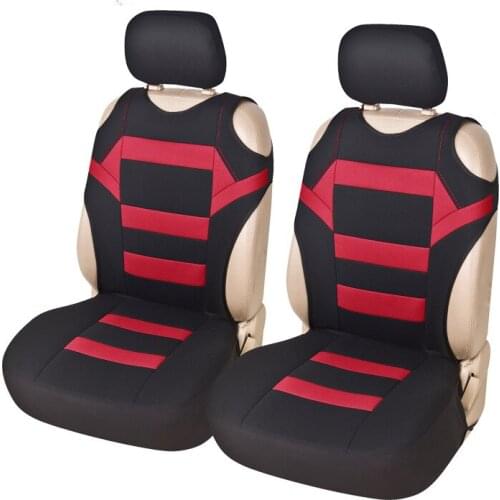 2pcs Red on Black Mesh Cloth Auto Car Seat Covers Cushion Protector Polyester