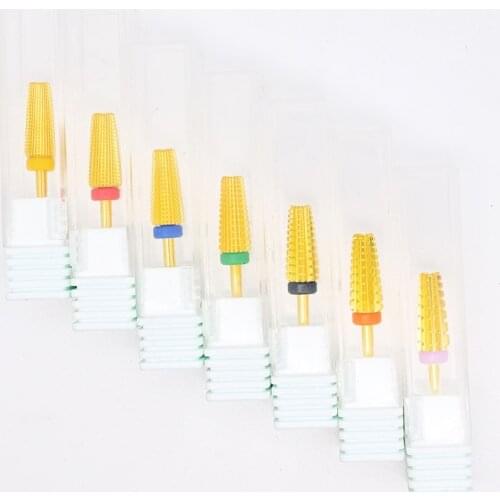 3/32" Nail Drill Bit Carbide Gold Bits For Electric Nail Drill Machine Tungsten Rechargeable Polishing Remove Manicure Pedicure