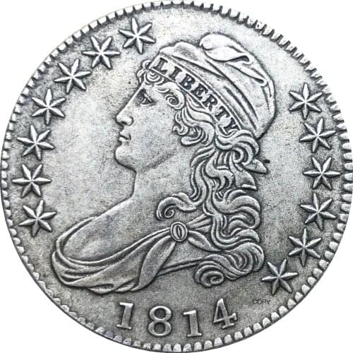 United States 50 Cents ½ Dollar Liberty Eagle Capped Bust Half Dollar 1814 Cupronickel Plated Silver Copy Coin