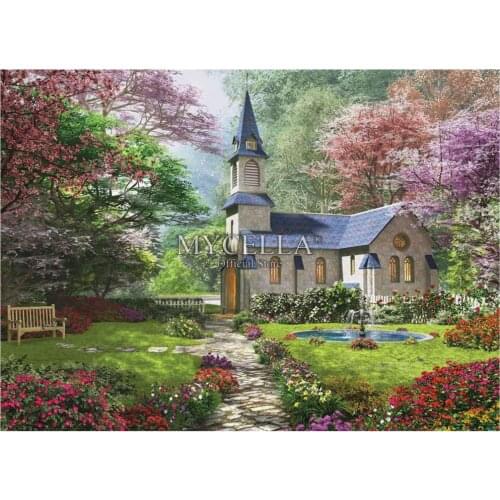 5d Diy Diamond Painting Blooming Garden Diamond Mosaic Cross Stitch Diamond Embroidery Flowers Churches Rhinestone Home Decor