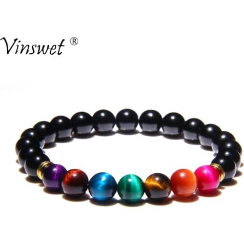 7 Chakra Healing Balance Beads Bracelet for Men Women Reiki Prayer Tiger eye Stone Yoga Bracelet Jewelry