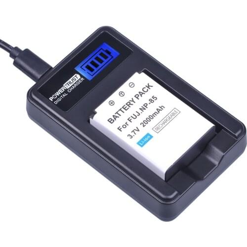 PowerTrust 1Pc NP-85 NP85 NP 85 Rechargeable Batteries and LCD USB Charger for Fujifilm S1 SL1000 SL240 SL245 SL260 SL280 SL300