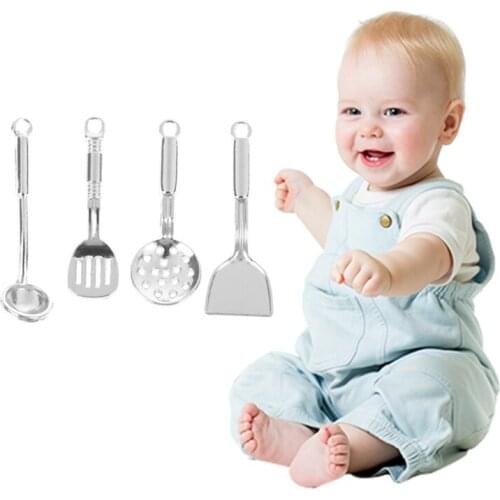 Dollhouse Accessories Miniature Kitchen Realistic Alloy Kitchen Cooking Tools Interactive Kit Pretend Role Play Toy 1/12