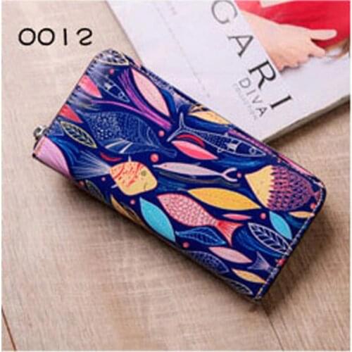 Anime Wallet with Card Holder Purse Pretty Women Genuine Leather Wallets Women Ladies Long Leather Clutch Wallet with Zipper Cut