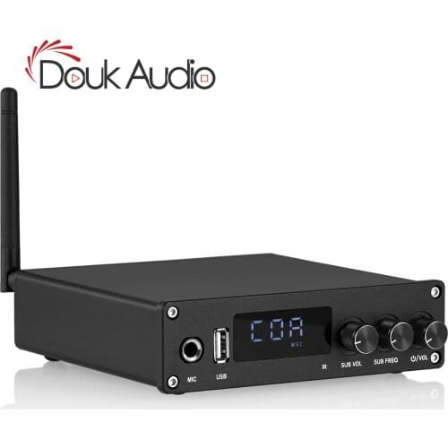 Douk Audio HiFi Bluetooth 2.1 Channel Digital Amplifier HDMI/COAX/OPT Home Audio Amp w/MIC Input USB Music Player