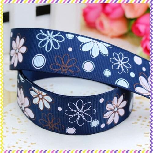 DHK 1'' 5yards flowers printed grosgrain ribbon headwear hair bow diy party decoration wholesale OEM 25mm C1426