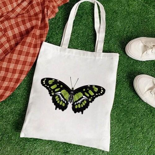 Gothic Butterfly Pattern Canvas Bag Print Casual Shopper Bag Harajuku Large Capacity Vintage Women Trend Style Shoulder Bags