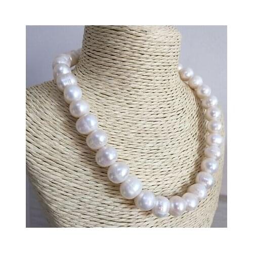 Classic 11-12mm south sea baroque gold pearl necklace 18"14k