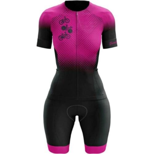 Dunas Womens Short Triathlon Skinsuit Sets Pink Color 2021 Conjunto Feminino Ciclismo Gel Pad Jumpsuit Kits Mujer Macaquinho