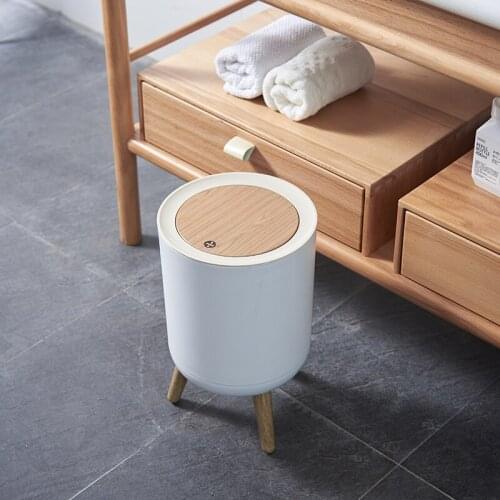 Creative Small Trash Can White Plastic Luxury Toilet Trash Bin Cover Living Room Home Cubo Basura Kitchen Accessories DI50LJT