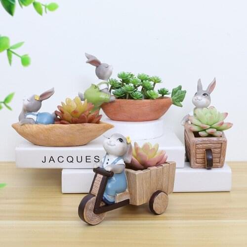 Creative Bunny Succulent Resin Flower Pot Home Desktop Decoration Ornaments Garden Decoration Garden Accessories Potted Plants