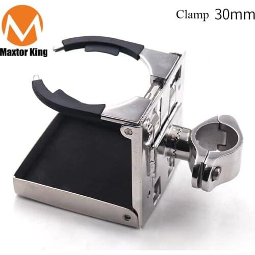 MK Stainless Steel Adjustable Folding Cup Drink Holder with 30MM Clamp Marine Boat Truck RV Set Boat Accessories