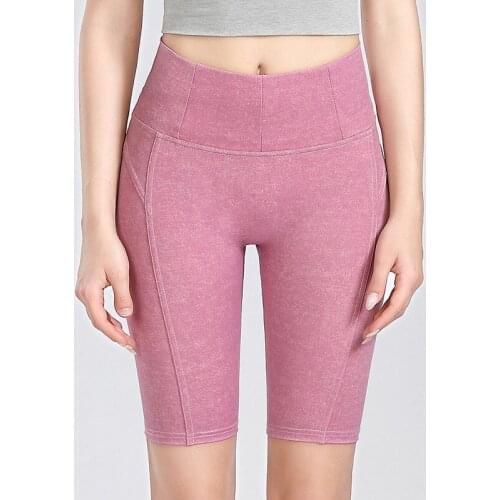Fashion Women High Waist Clothing Run Pants Gym Fitness Yoga Running Gym Push Up Leggings Imitation Jeans Half Yoga Pants