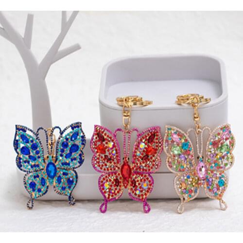 Fashion Keychain Keyring blingbling Rhinestone Butterfly Key Chain Ring A206
